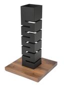 Rosseto Skycap Tall Black Matte Multi-Level Column Riser with Walnut Base, 13.8 x 13.8 x 22.4 inch
