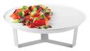 Rosseto Forme Melamine Round White Tray with Three Leg Silver Riser, 13.25 x 13.25 x 4.38 inch