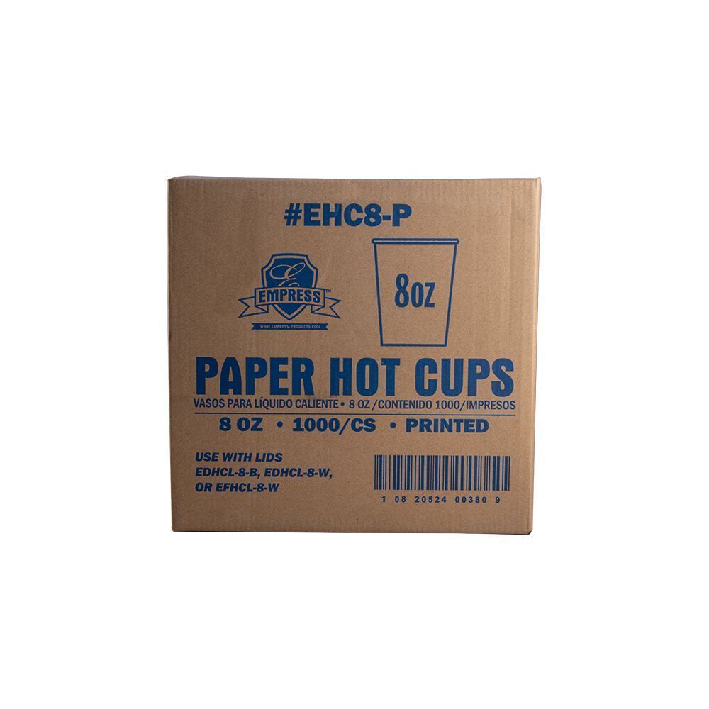 Empress Stock Good Day Print Paper Hot Cup, 8 Ounce Capacity -- 1000 per case