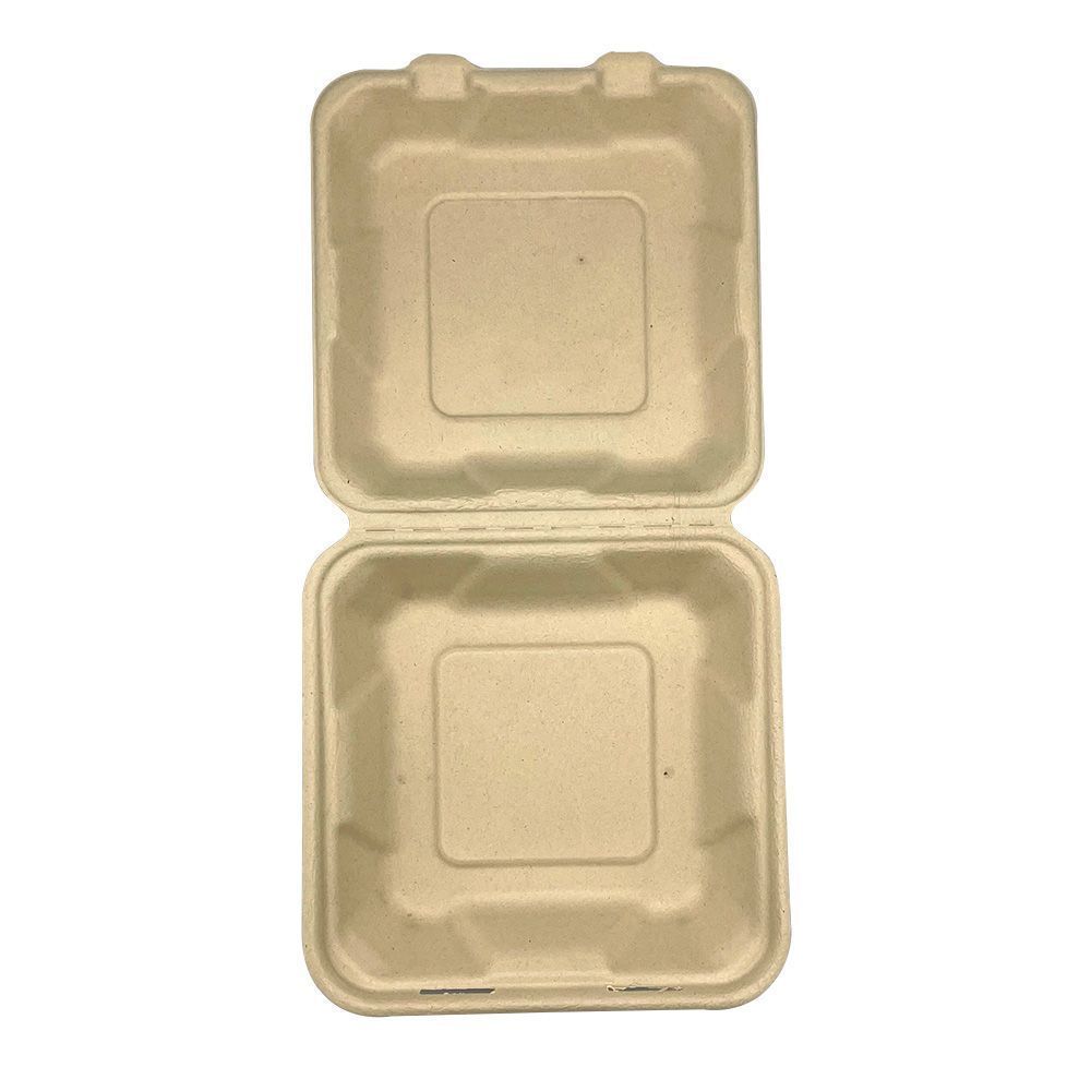 Empress Earth Natural White PFAS Free Molded Fiber Hinged Container, 8 x 8 x 2.5 inch -- 200 per case