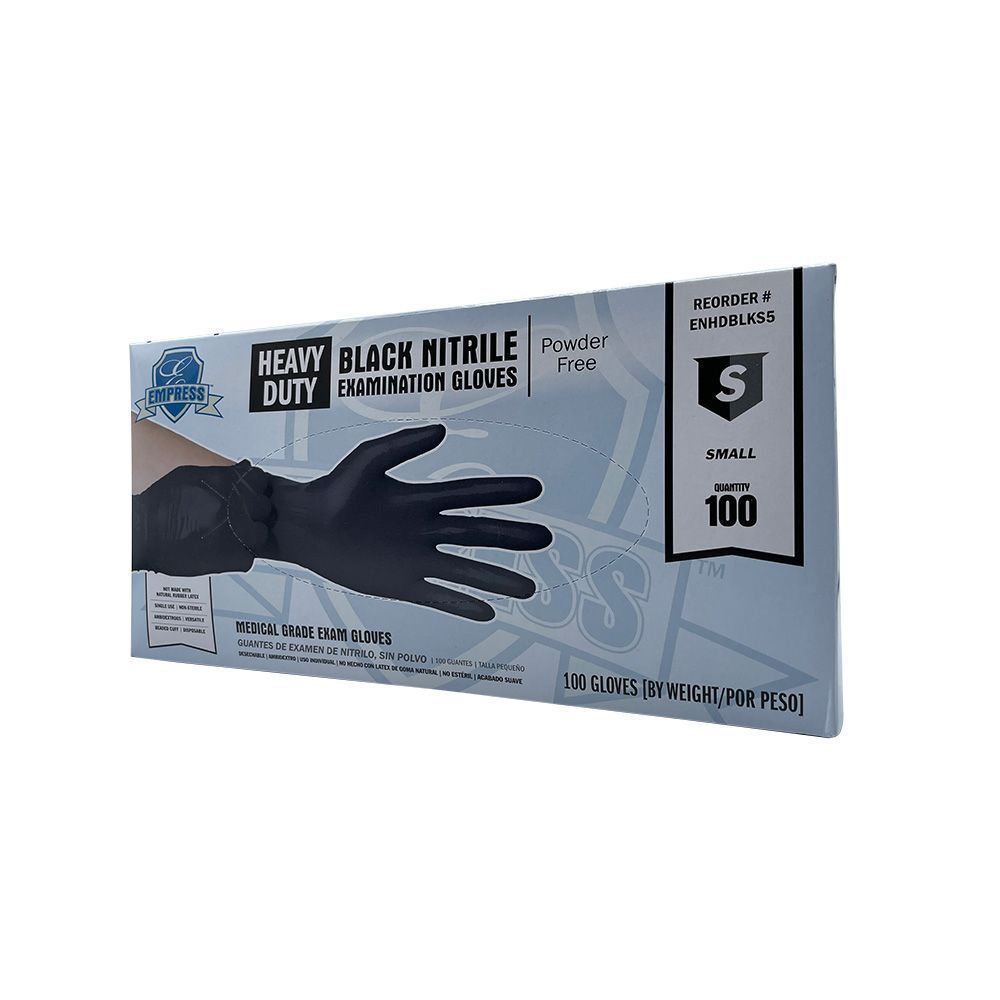 Empress Heavy Duty Small Black 5 mil Exam Grade Nitrile Glove -- 1000 per case