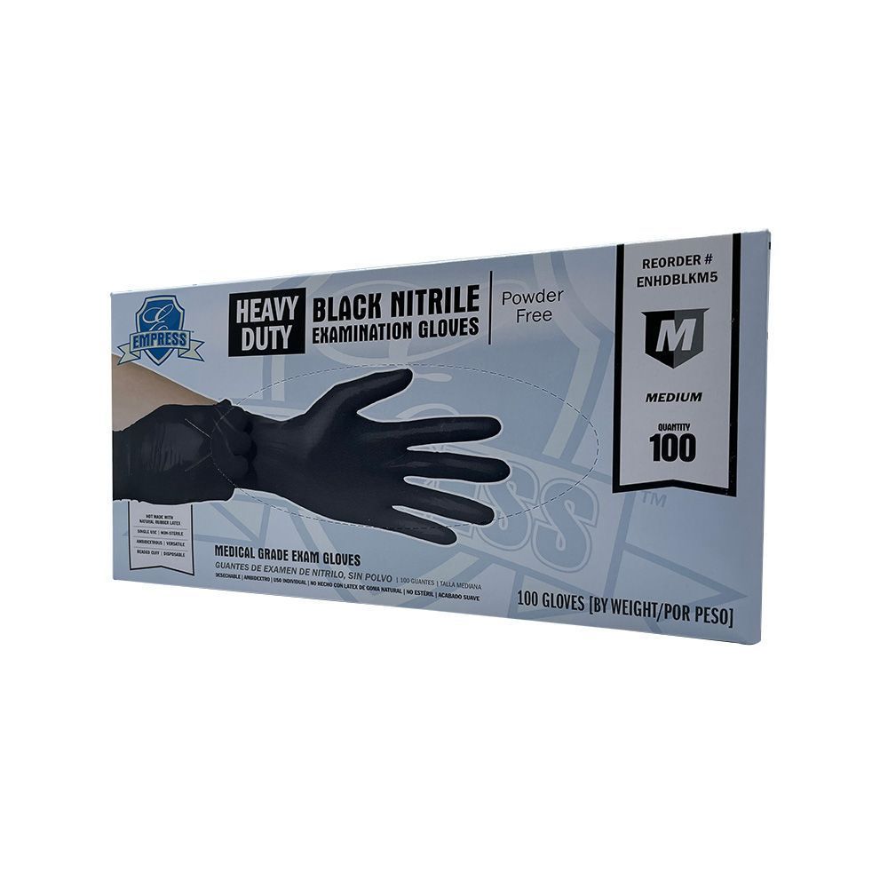 Empress Heavy Duty Medium Black 5 mil Exam Grade Nitrile Glove -- 1000 per case