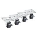 Krowne 3 inch Overall 3.5 x 3.5 inch Plate Casters with 2 inch Wheels and Front Brakes for Refrigeration, set of 4