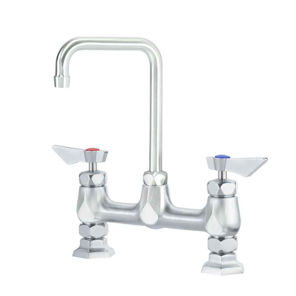 Krowne Diamond Series 8 inch Center Raised Deck Mount Faucet with 6 inch Wide Double Bend Spout
