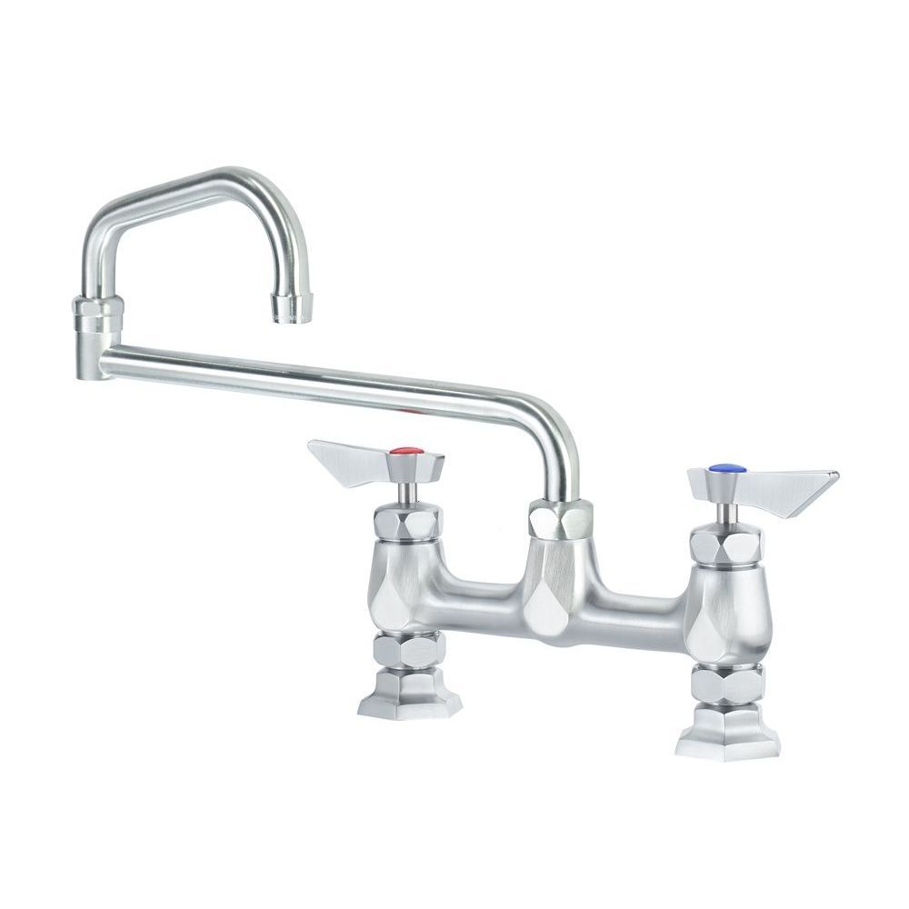 Krowne Diamond Series 8 inch Center Raised Deck Mount Faucet with 18 inch Jointed Spout