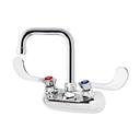 Krowne Silver Series 4 inch Center Wall Mount Faucet with 4.5 inch Wide Double Bend Spout and Vandal Resistant Wrist Blades Handles