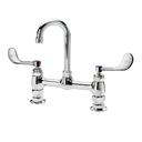 Krowne Royal Series 8 inch Center Raised Deck Mount Faucet with 3.5 inch Wide Gooseneck Spout and Vandal Resistant Wrist Blades Handles