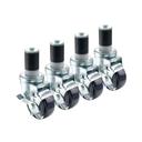 Krowne 4 inch Overall 1.5 inch Stem Worktable Caster with Side Brake and 3 inch Wheel, set of 4