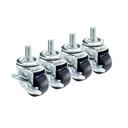 Krowne 3 inch Overall 0.5 inch -13 Threaded Stem Caster with Side Brake and 2 inch Wheel, set of 4