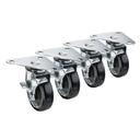 Krowne 6 inch Overall Large Triangle Heavy Duty Plate Caster with Side Brake and 5 inch Wheel, set of 4