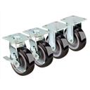 Krowne 7.25 inch Overall Extra Heavy Duty Large Plate Caster with Side Brake and Set of 4