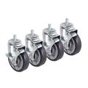 Krowne 6 inch Overall Heavy Duty 0.625 inch - 11 Threaded Stem Caster with Side Brake and 5 inch Wheel, set of 4