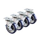 Krowne Economy Series 6 inch Overall 2.38 inch x 3.625 inch Plate Caster with Side Brake and 5 inch Wheel, set of 4