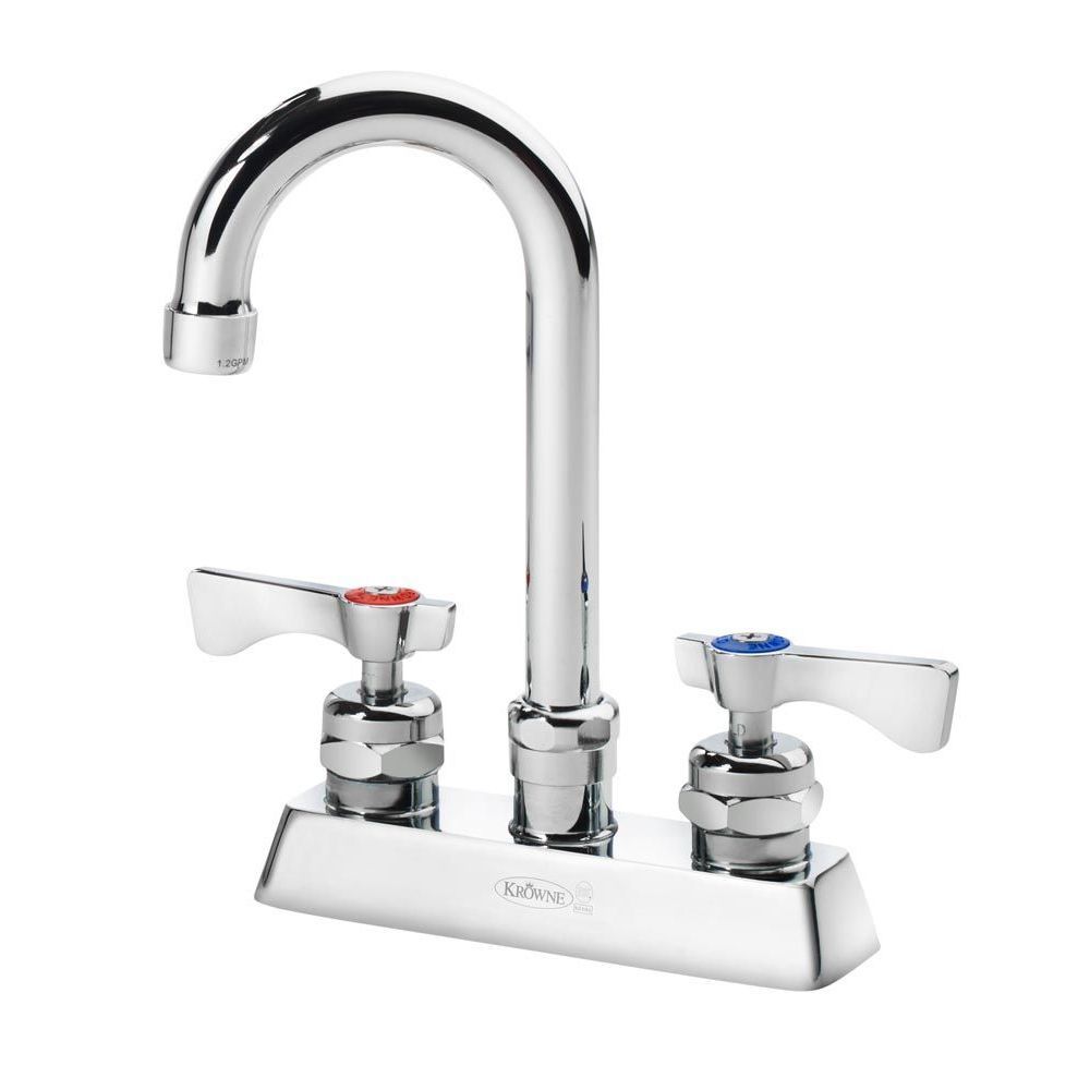 Krowne Royal Series 4 inch Center Deck Mount Faucet with 3.5 inch Wide Gooseneck Spout