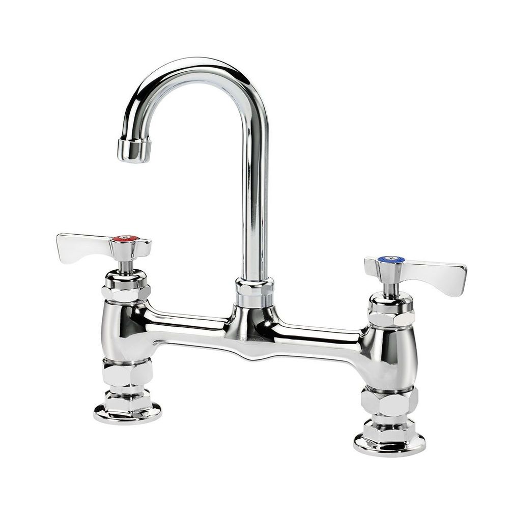 Krowne Royal Series 8 inch Center Raised Deck Mount Faucet with 3.5 inch Wide Gooseneck Spout