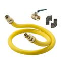 Krowne Stationary Gas Connector Kit with 2 90 Degree Elbows and Valve, 3/4 x 36 inch