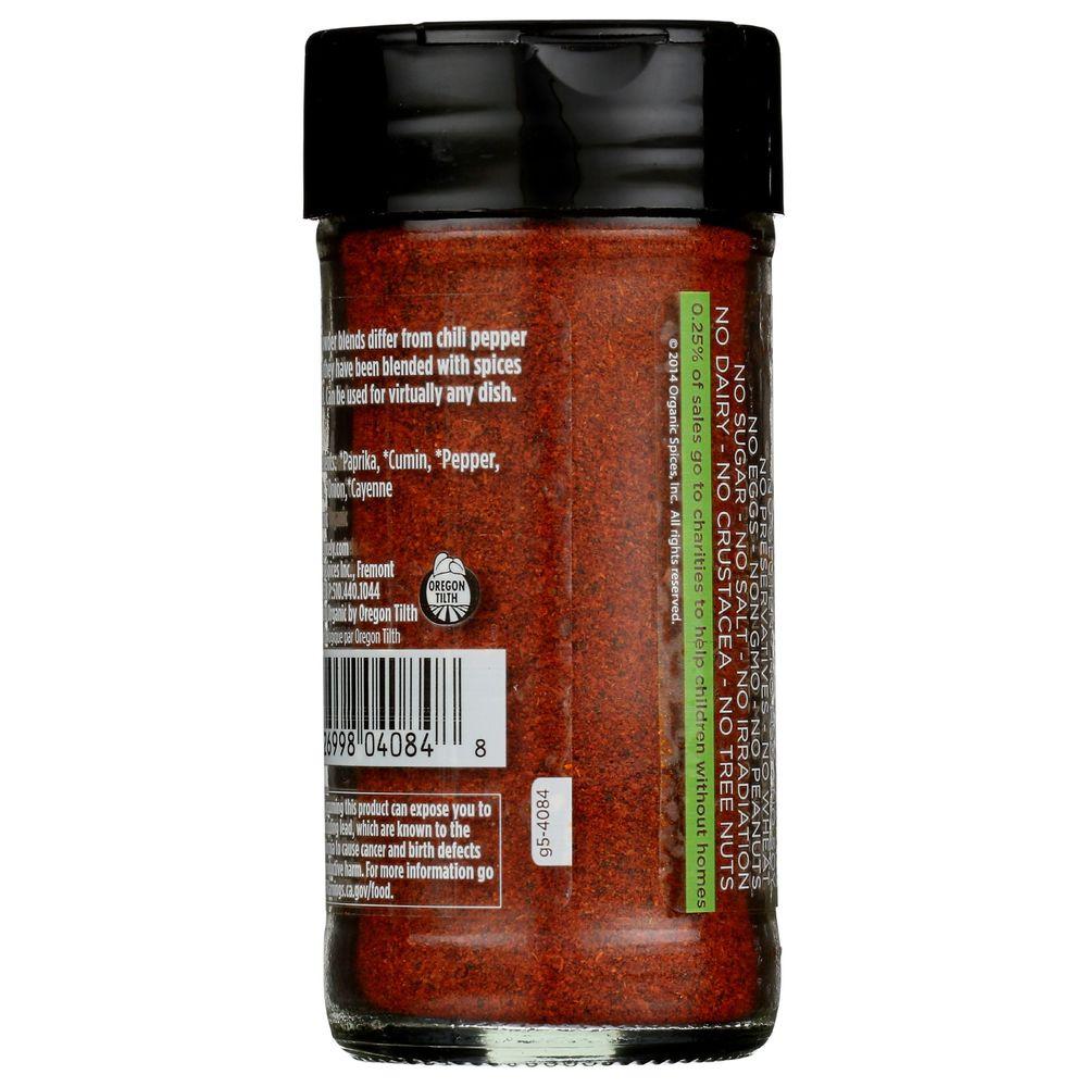 Spicely Organics Chili Powder, Ounce Glass Jar -- per case