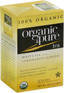 Organic & Pure White Lemongrass Ginger Tea, 18 tea bags per pack -- 6 per case