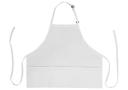 Winco Signature Chef White Mid Length Bib Apron with 3 Pockets, 24 x 27 1/2 inch -- 60 per case