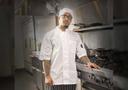Winco Signature Chef White Tapered Fit Small Ventilated Chef Shirt with Short Sleeve -- 36 per case