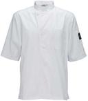 Winco Signature Chef White Tapered Fit Medium Ventilated Chef Shirt with Short Sleeve -- 36 per case