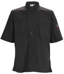 Winco Signature Chef Black Tapered Fit Extra Large Ventilated Chef Shirt with Short Sleeve -- 36 per case