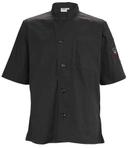 Winco Signature Chef Black Tapered Fit 2XL Ventilated Chef Shirt with Short Sleeve -- 36 per case