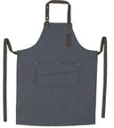 Winco Signature Chef Blue Mid-Weight Bib Apron with 8 Waist Pockets, 33.5 x 27 inch -- 48 per case