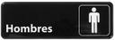 Winco Black Men Spanish Information Sign, 3 x 9 inch -- 144 per case