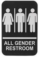 Winco All Gender Restroom Information Sign with Braille, 6 x 9 inch -- 72 per case
