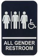 Winco All Gender Restroom/Accessible Information Sign with Braille, 6 x 9 inch -- 72 per case