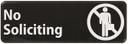 Winco Black No Soliciting Information Sign, 3 x 9 inch -- 144 per case