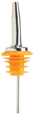 Winco Oversized Tapered Spout Metal Pourer with Yellow Plastic Stopper -- 576 per case