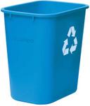 Winco Low Density Polyethylene Blue Rectangular Recycle Wastebasket, 28 Quart -- 12 per case