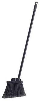 Winco Medium Duty Flagged Black Bristles Lobby Broom with 30 inch Length Metal Handle -- 24 set per case
