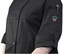 Winco Signature Chef Black Tapered Fit Small Ventilated Chef Jacket with Roll Tab Sleeve -- 24 per case