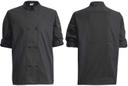Winco Signature Chef Black Tapered Fit Small Ventilated Chef Jacket with Roll Tab Sleeve -- 24 per case