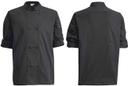 Winco Signature Chef Black Tapered Fit Large Ventilated Chef Jacket with Roll Tab Sleeve -- 24 per case