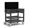 Luxor Black Heavy-Duty Mobile Workstation, 40 x 25 x 51.25 to 64.75 inch