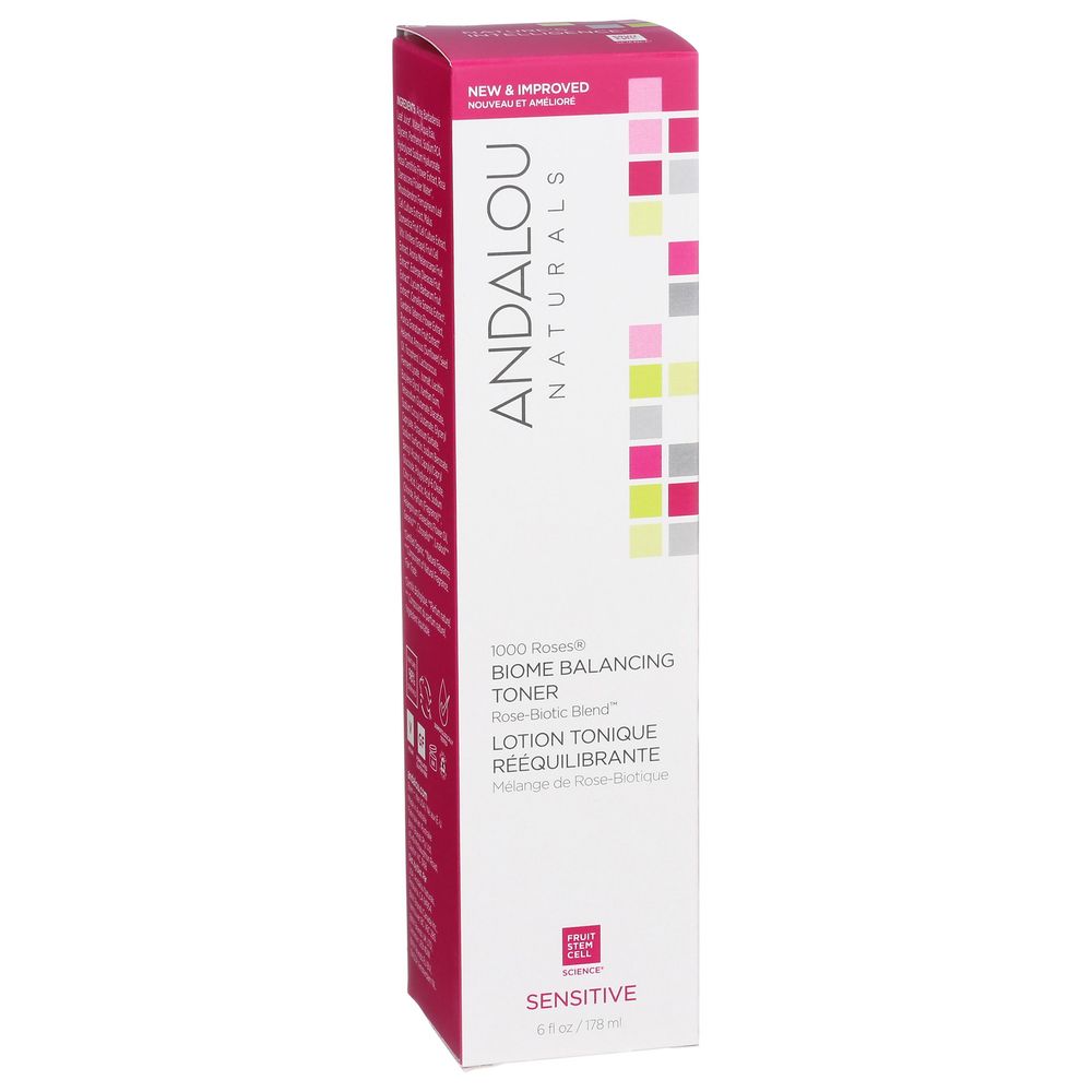 Andalou Naturals 1000 Roses Sensitive Biome Balancing Toner, 6 Fluid Ounce