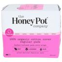 The Honey Pot Organic Cotton Cover Regular Pads with Wings, 20 count