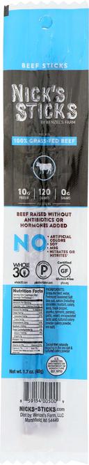 Nick's Sticks Grass Fed Beef Sticks, 1.7 Ounce -- 25 per case
