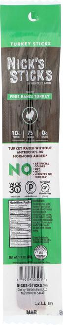 Nick's Sticks Free Range Turkey Sticks, 1.7 Ounce -- 25 per case