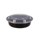 Tripak Round Black Base Clear Lid Microwaveable Container - Combo Pack, 7 inch -- 150 per case.