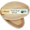 Dtocs Palm Leaf 5 inch x 7 inch Oval Disposable Plate -- 50 per case