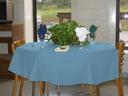Intedge Light Blue Round Poly/Cotton Tablecloth, 64 inch Dia