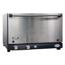 Cadco Half Size Medium Duty 3 Shelf Manual Control Stainless Steel Catering Convection Oven with Stainless Door, 23 5/8 x 15 3/4 x 23 3/4 inch