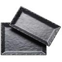 Cal Mil Melamine Black Rectangle Faux Slate Platter, 13 x 7 x 1 inch