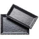 Cal-Mil Melamine Black Rectangle Faux Slate Platter with Raised Rim, 13 x 7 x 1 inch -- 3 per case