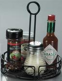 American Metalcrafts Black Scroll Design Wrought Iron Condiment Rack, 6.5 inch Diameter
